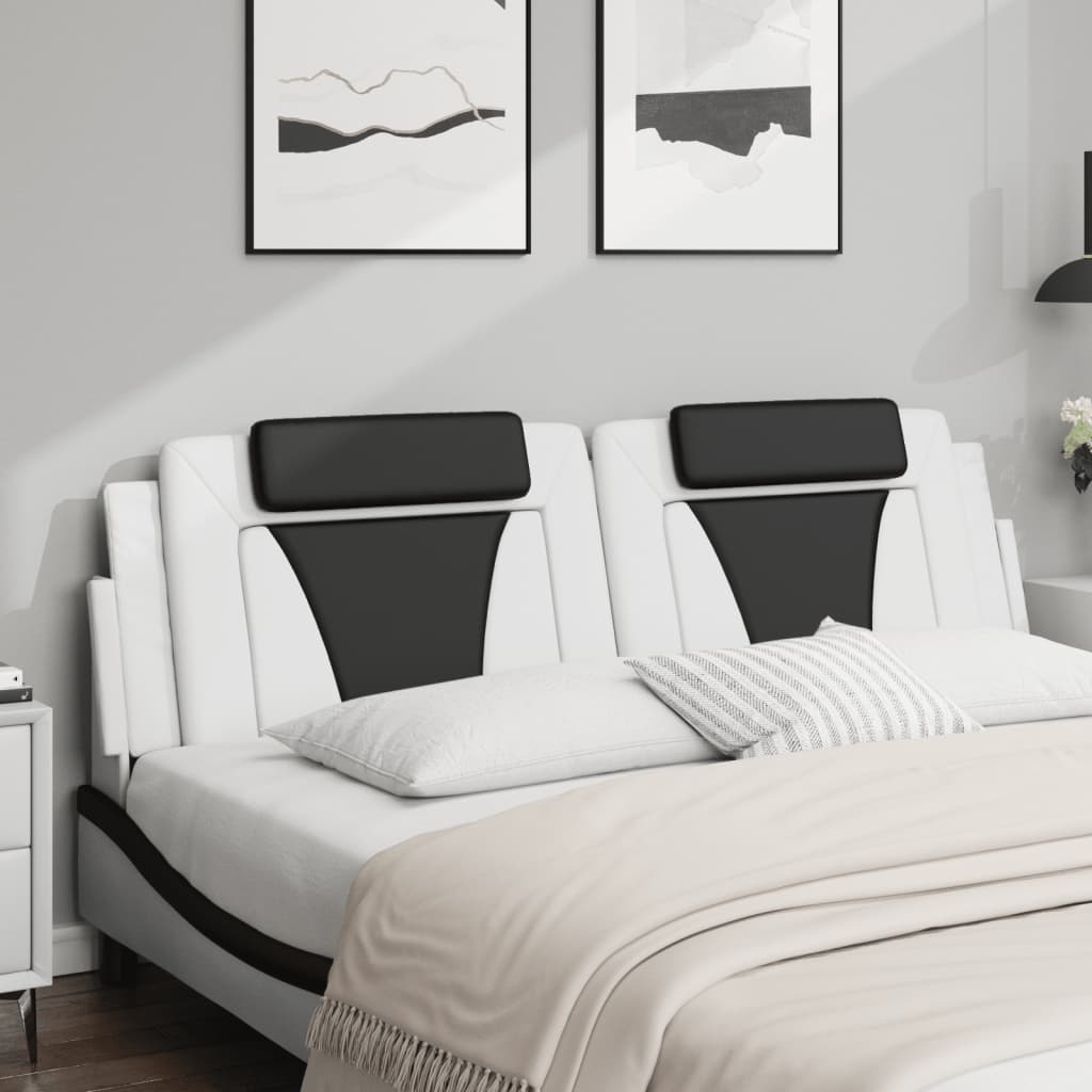 Almofadão de cabeceira viana 180 cm couro artificial branco e preto