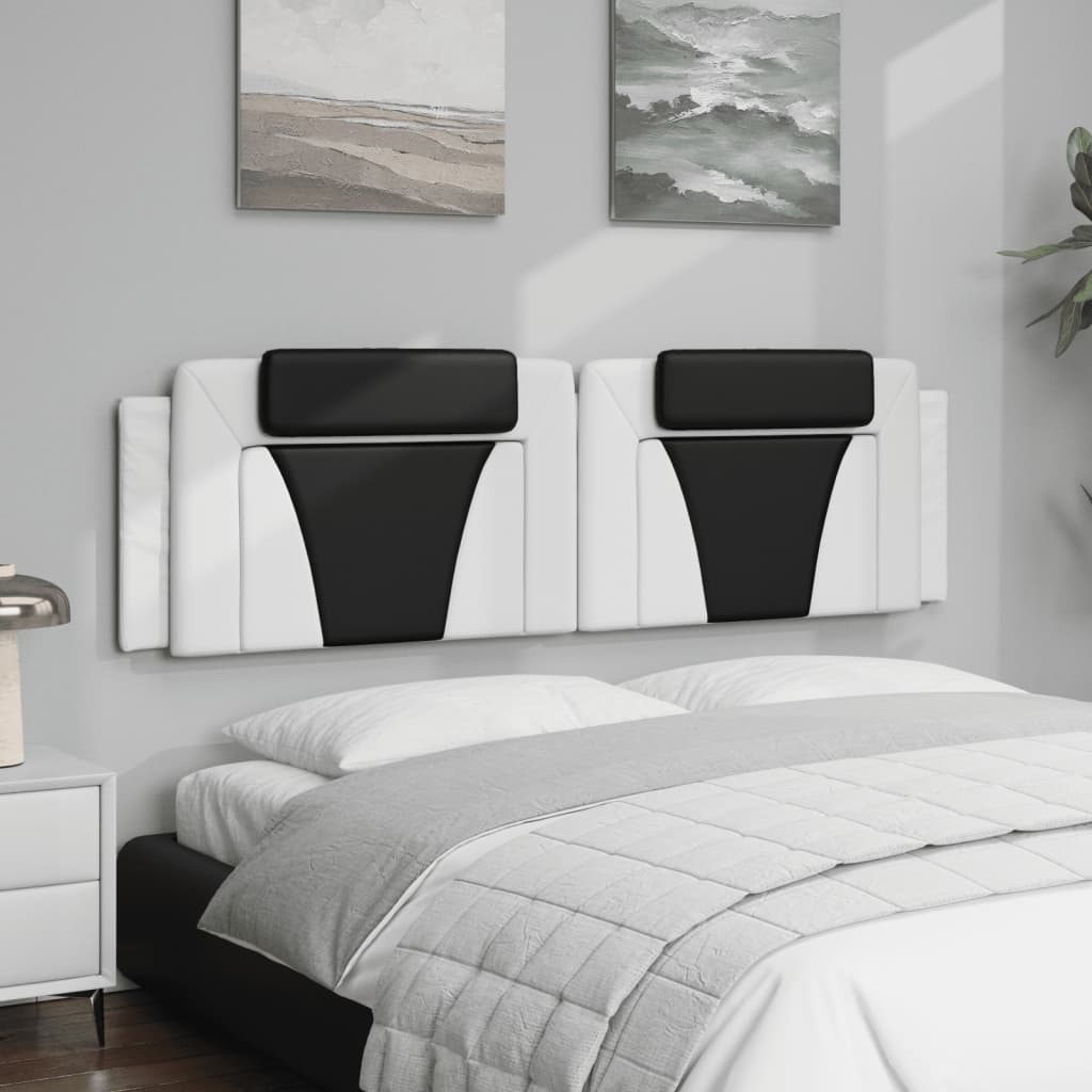 Almofadão de cabeceira viana 180 cm couro artificial branco e preto