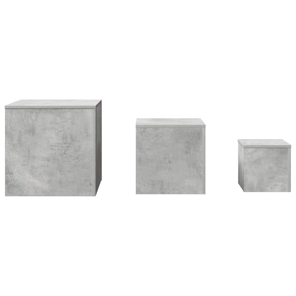 Mesas de apoio 3 pcs derivados de madeira cinza cimento
