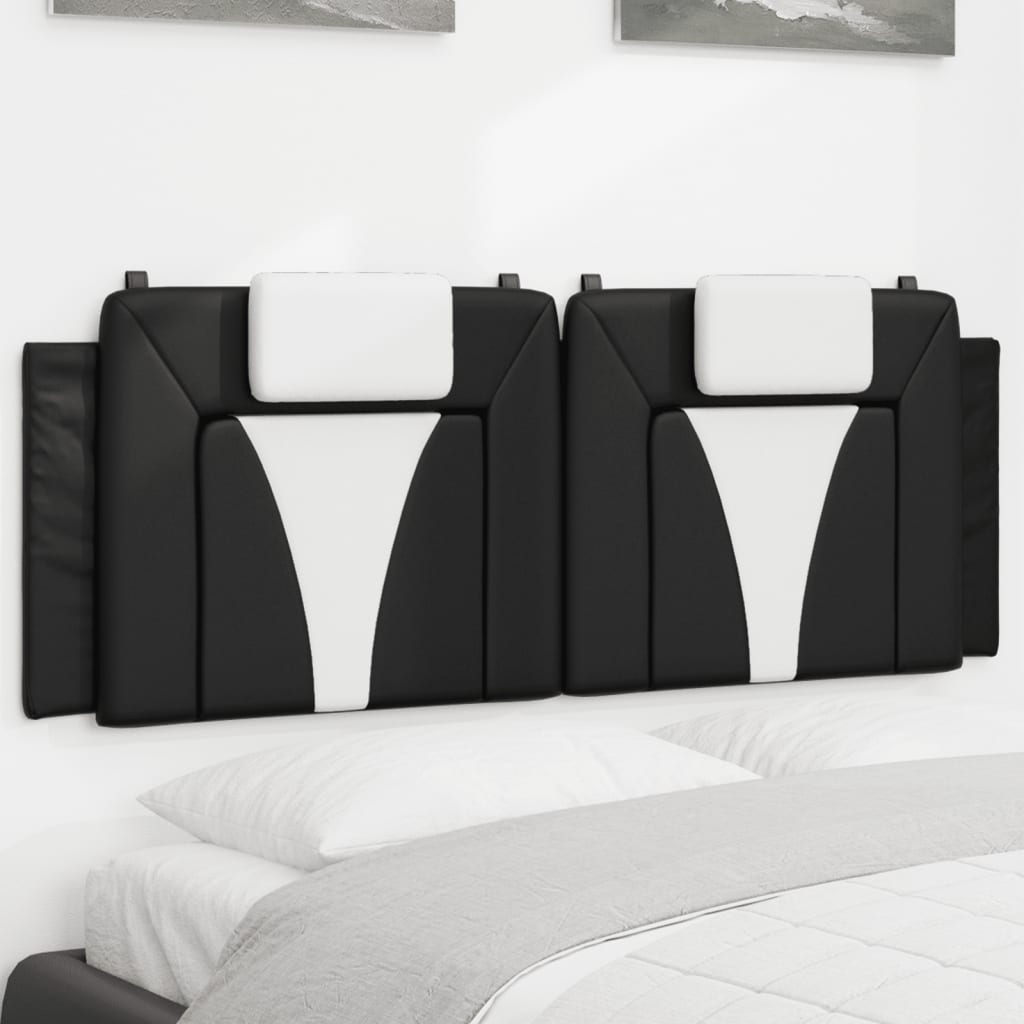 Almofadão de cabeceira viana 137 cm couro artificial preto e branco