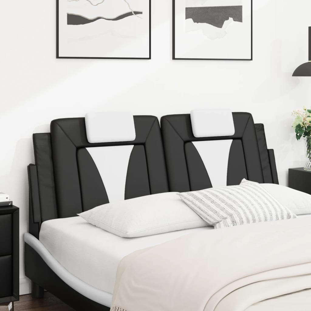 Almofadão de cabeceira viana 137 cm couro artificial preto e branco