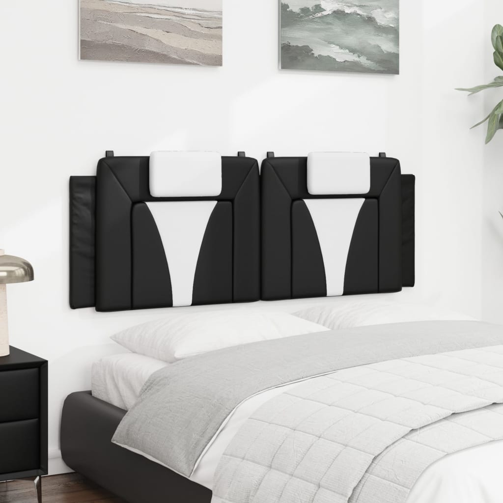 Almofadão de cabeceira viana 137 cm couro artificial preto e branco