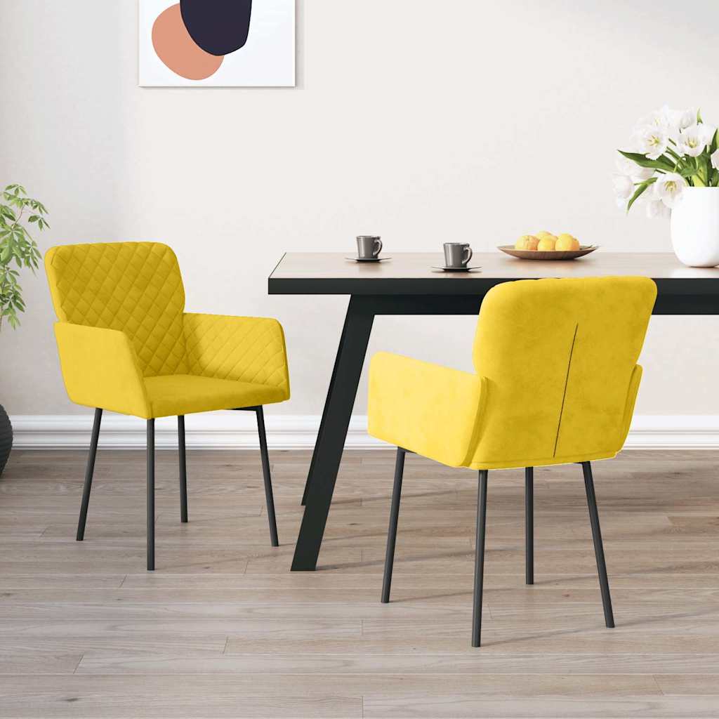 Cadeiras de jantar 2 pcs veludo amarelo