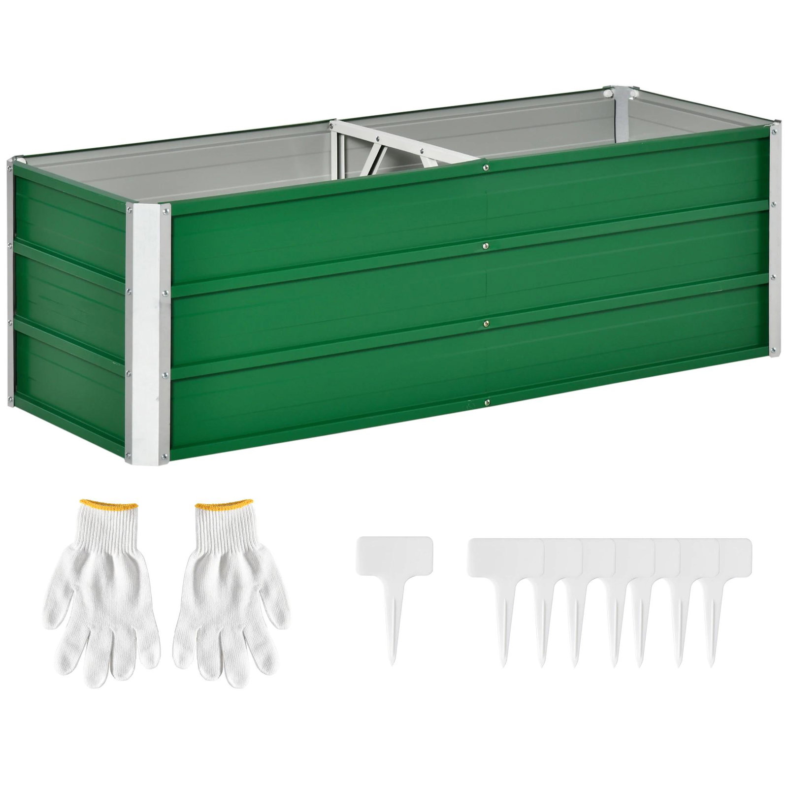 Caixa de Plantio de Aço com Luvas Caixa de Plantio Retangular para Cultivos de Plantas Flores para Terraço Jardim Exterior 125x4