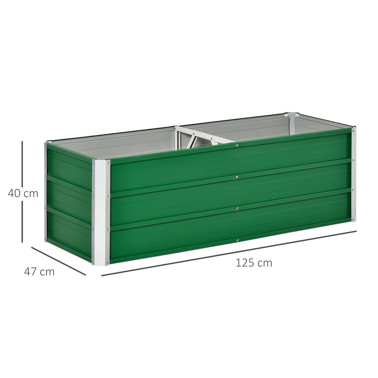 Caixa de Plantio de Aço com Luvas Caixa de Plantio Retangular para Cultivos de Plantas Flores para Terraço Jardim Exterior 125x4