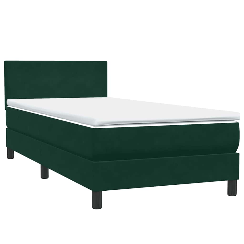 Cama com molas/colchão verde-escuro 80x220 cm veludo