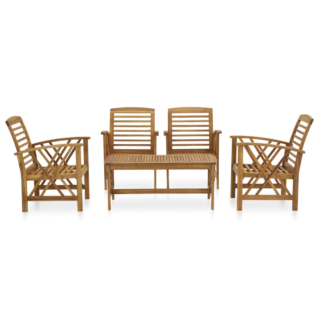 5 Pcs conjunto lounge de jardim madeira de acácia maciça