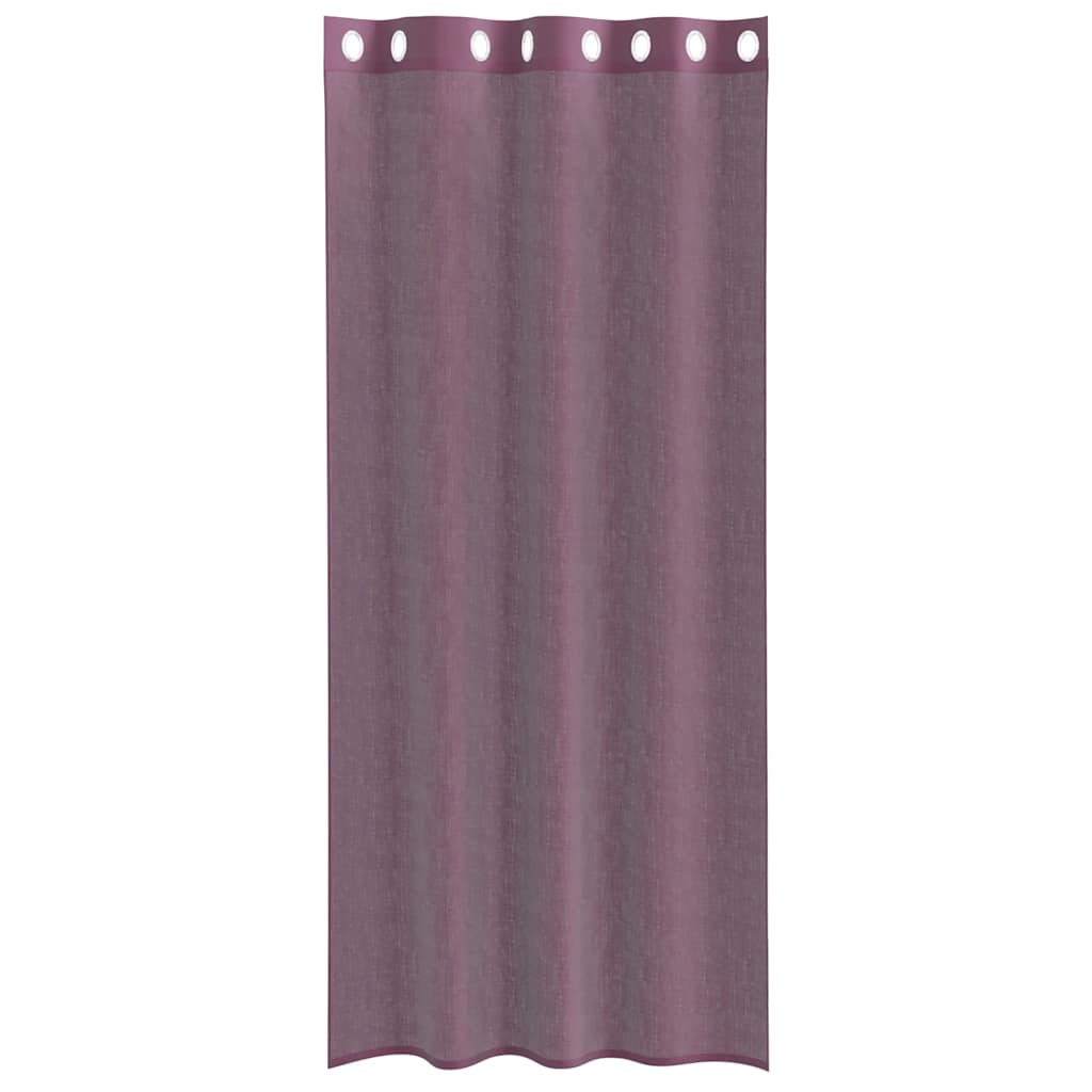 Cortinas de voile com ilhós 2 pcs roxo 140x245 cm