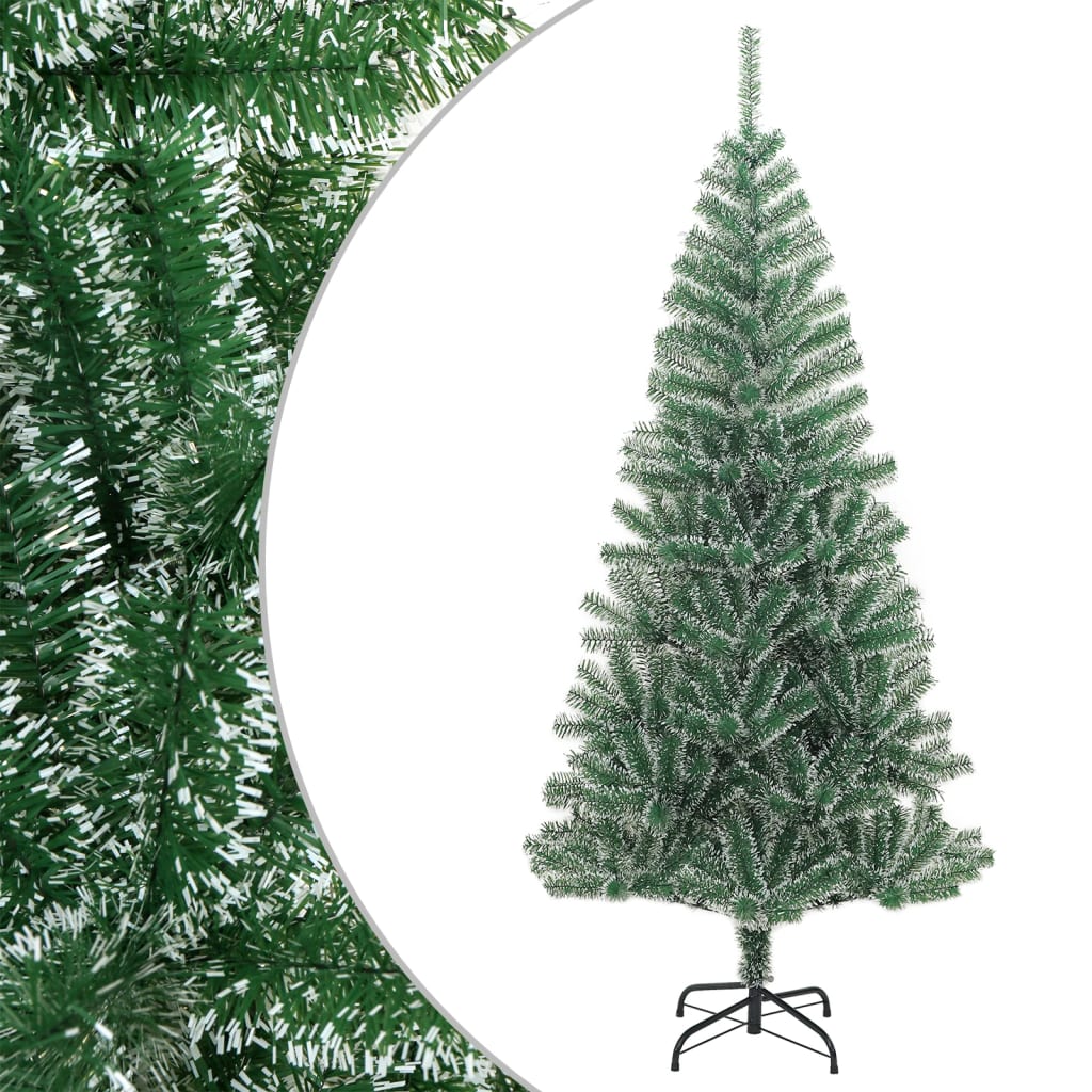 Árvore de natal artificial c/ flocos de neve 210 cm verde
