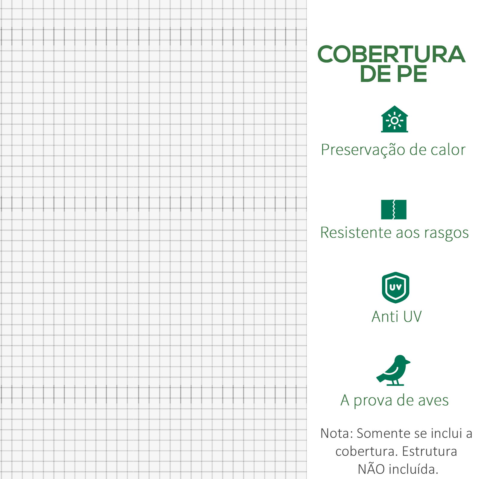 Cobertura de estufa de túnel 6x3x2m cobertura de substituição de estufa com 12 janelas e portas enroláveis branco