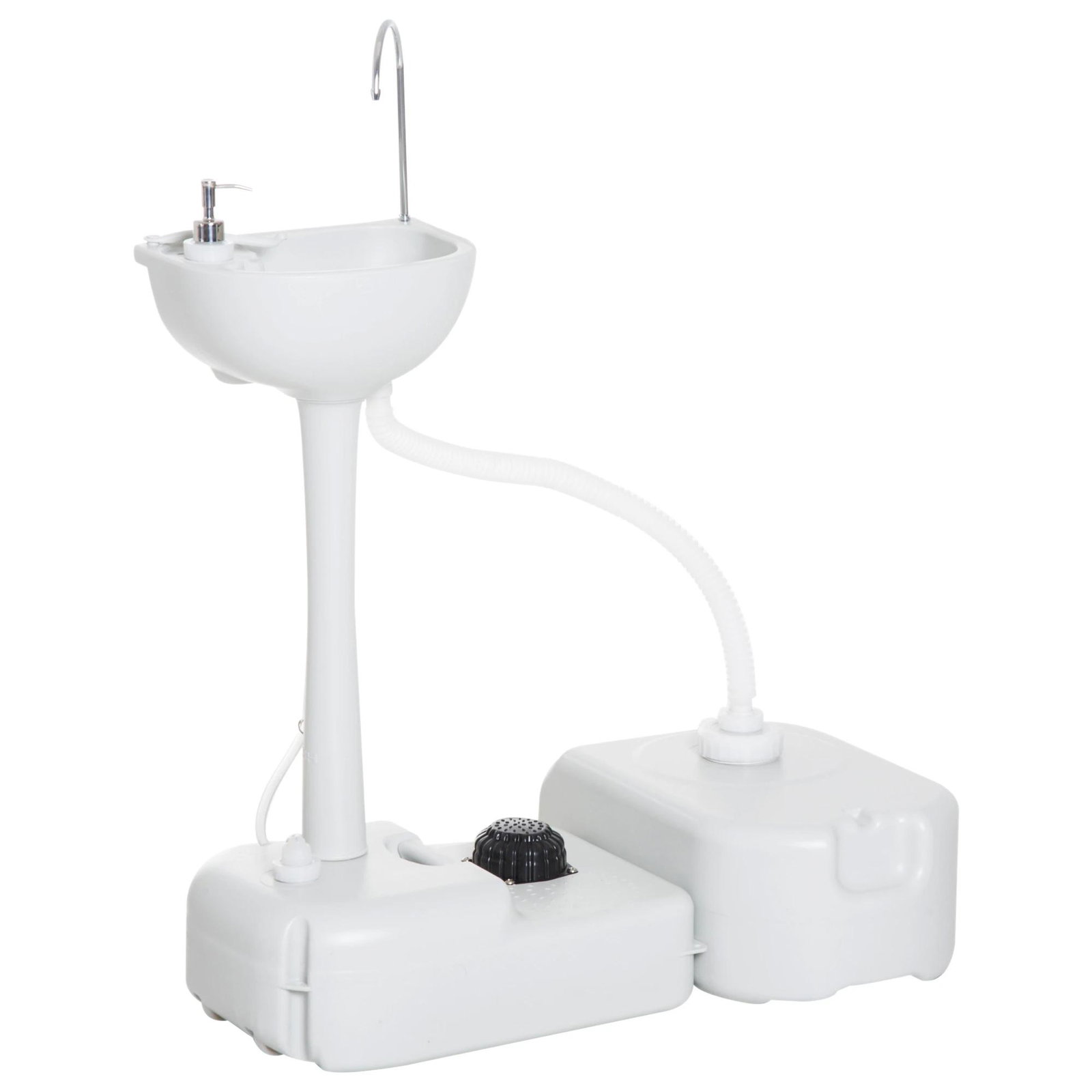 Lavatório Portátil para Campismo com Depósito de Recuperação de Água e Dispensador de Sabão 83x50x103 cm Cinza Claro