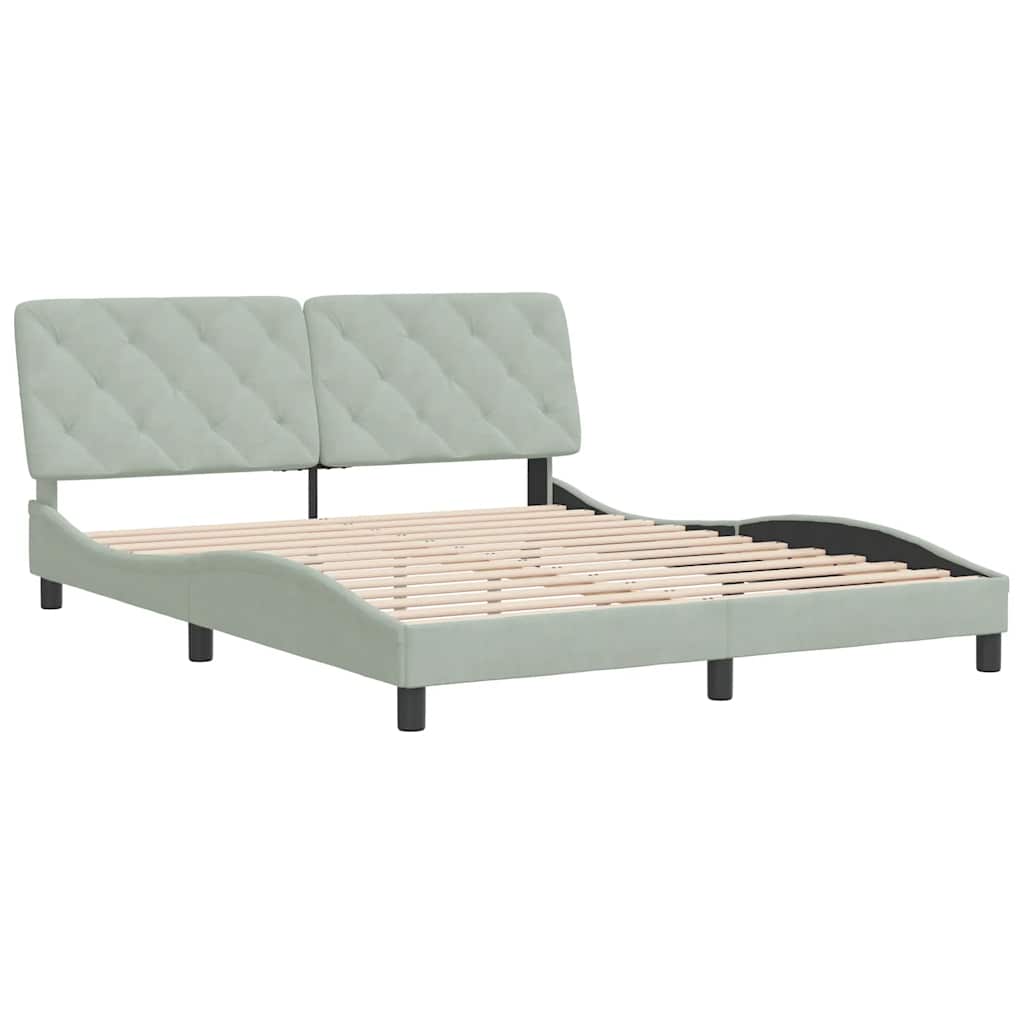 Estrutura de cama sem colchão 160x200 cm veludo cinzento-claro