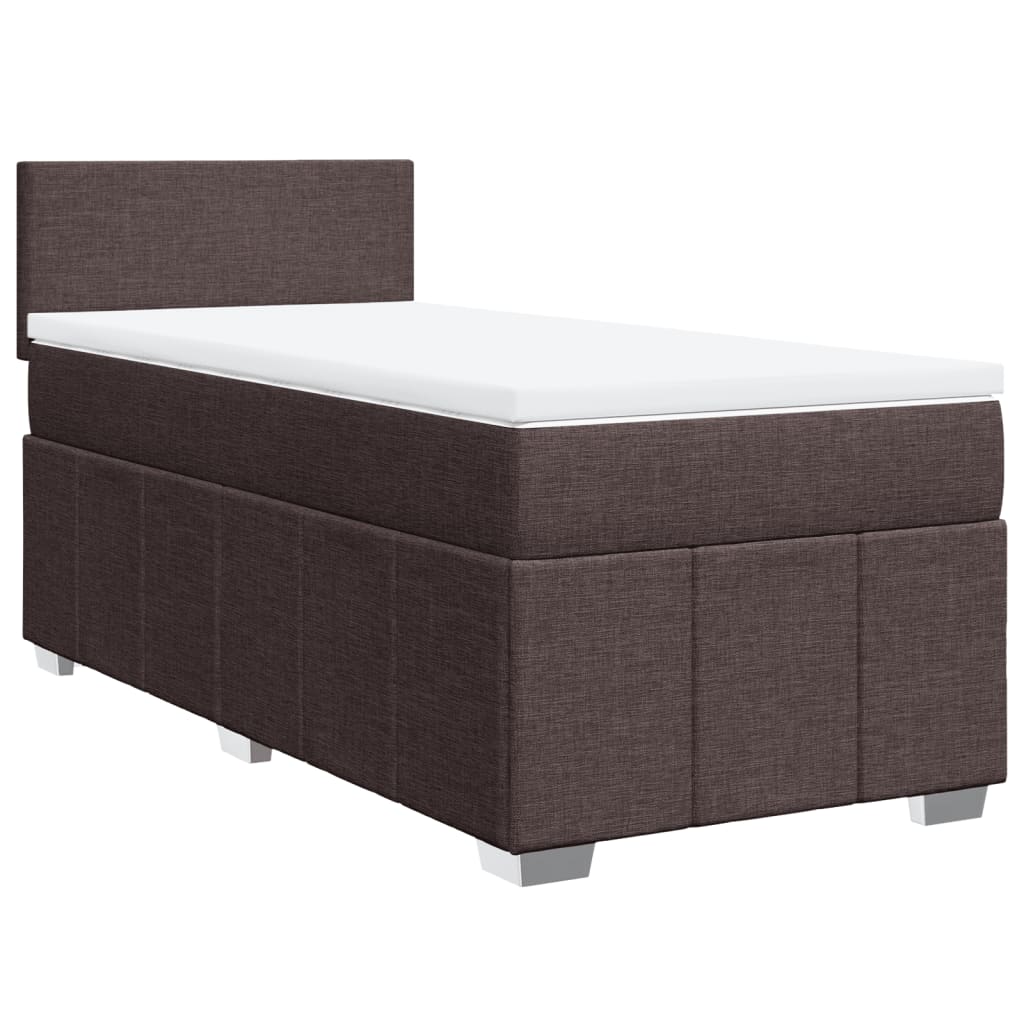 Cama com molas/colchão 100x200 cm tecido castanho-escuro
