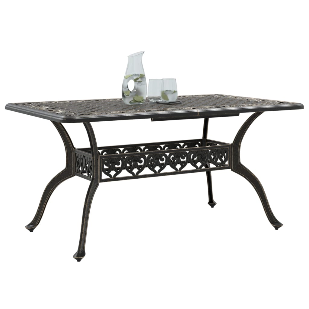 Mesa de jardim 150x90x72 cm alumínio fundido bronze