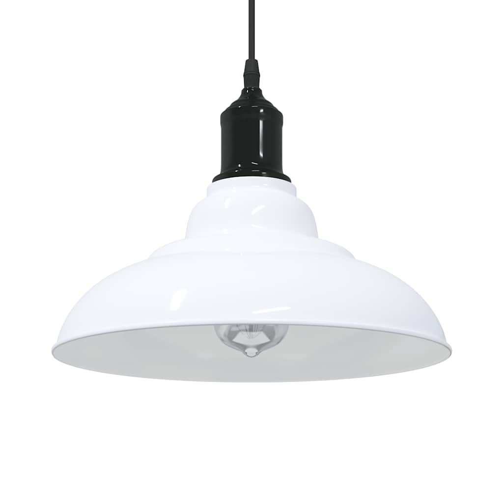 Candeeiro suspenso regulável altura e27 branco brilhante ø31cm