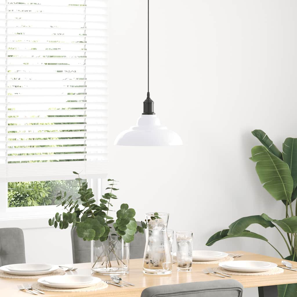 Candeeiro suspenso regulável altura e27 branco brilhante ø31cm