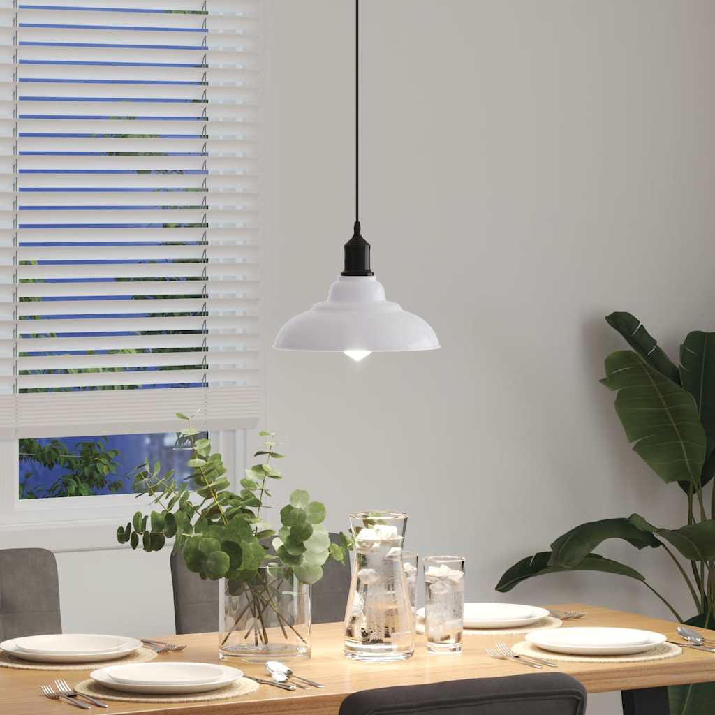 Candeeiro suspenso regulável altura e27 branco brilhante ø31cm