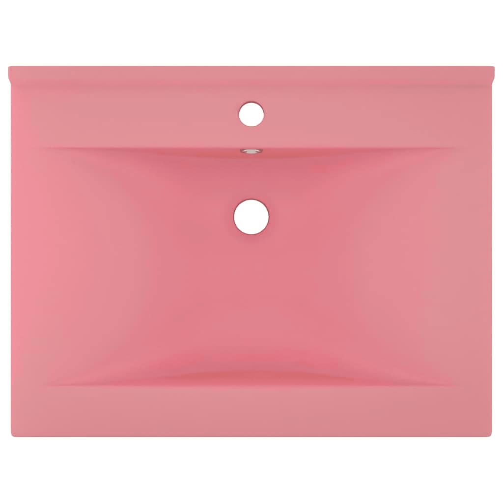 Lavatório c/ orifício de torneira 60x46 cm cerâmica rosa mate