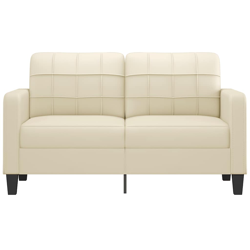 Sofá de 2 lugares 140 cm couro artificial cor creme