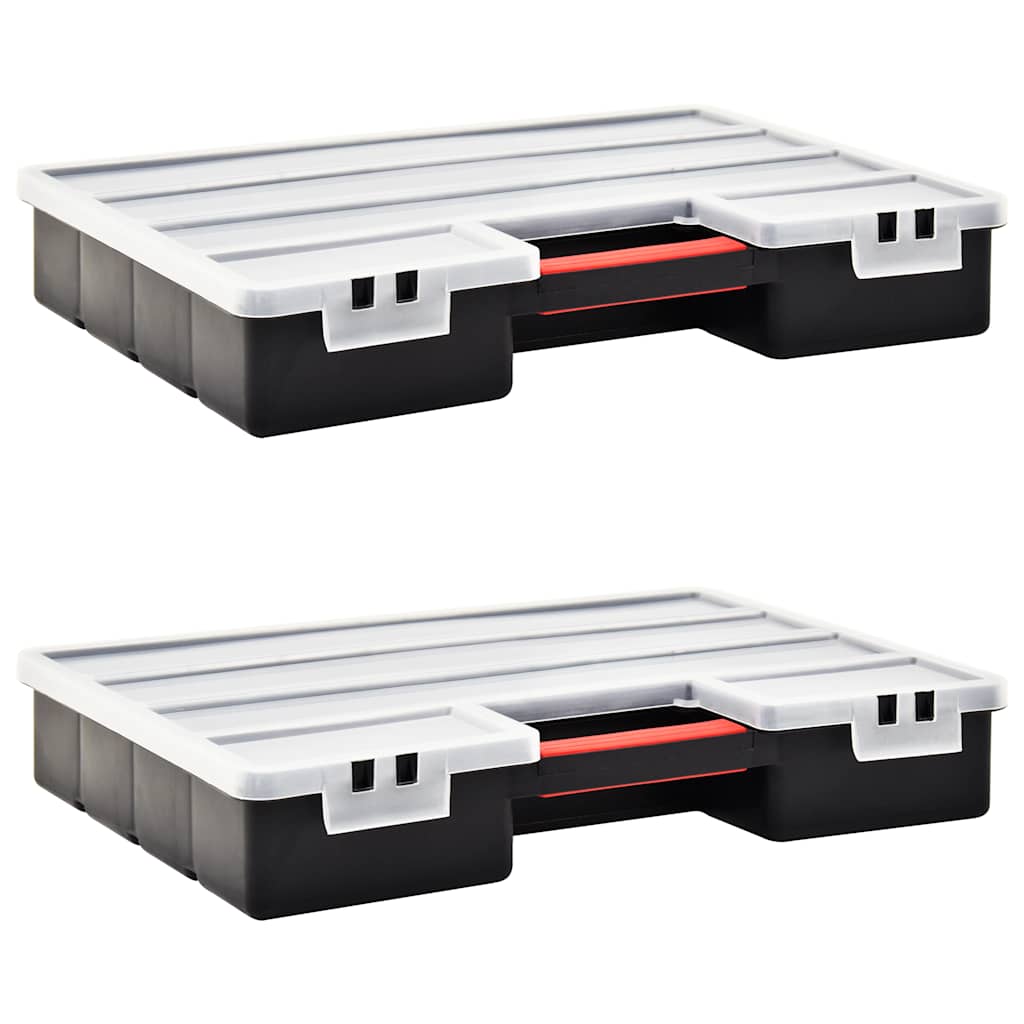 Caixas com divisórias ajustáveis 2 pcs 460x325x80 mm plástico