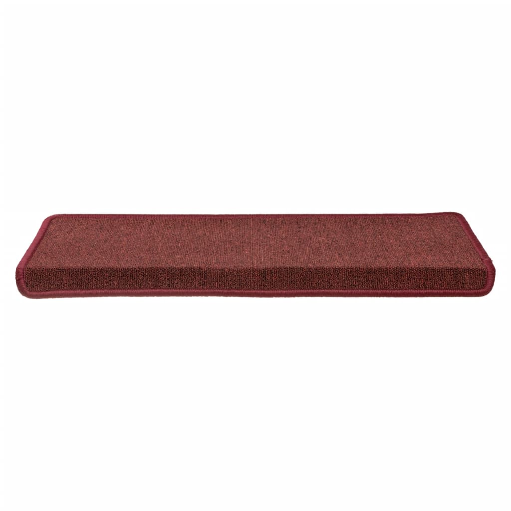 Tapetes de escada 15 peças 65x21x4 cm bordô com borda retangular
