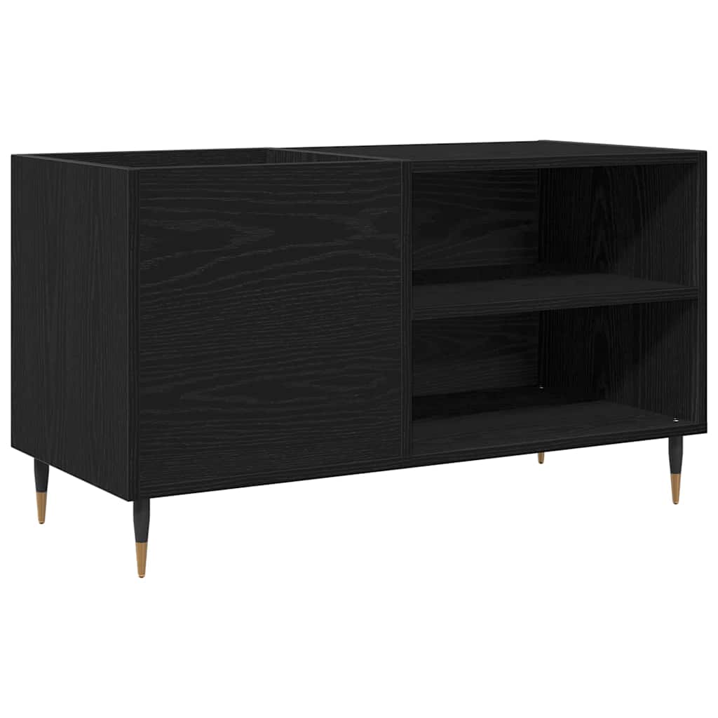 Armário para discos de vinil carvalho preto 85 x 38 x 48 cm