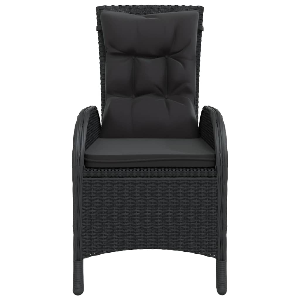 3 Pcs conjunto de bistrô para jardim vime PE preto