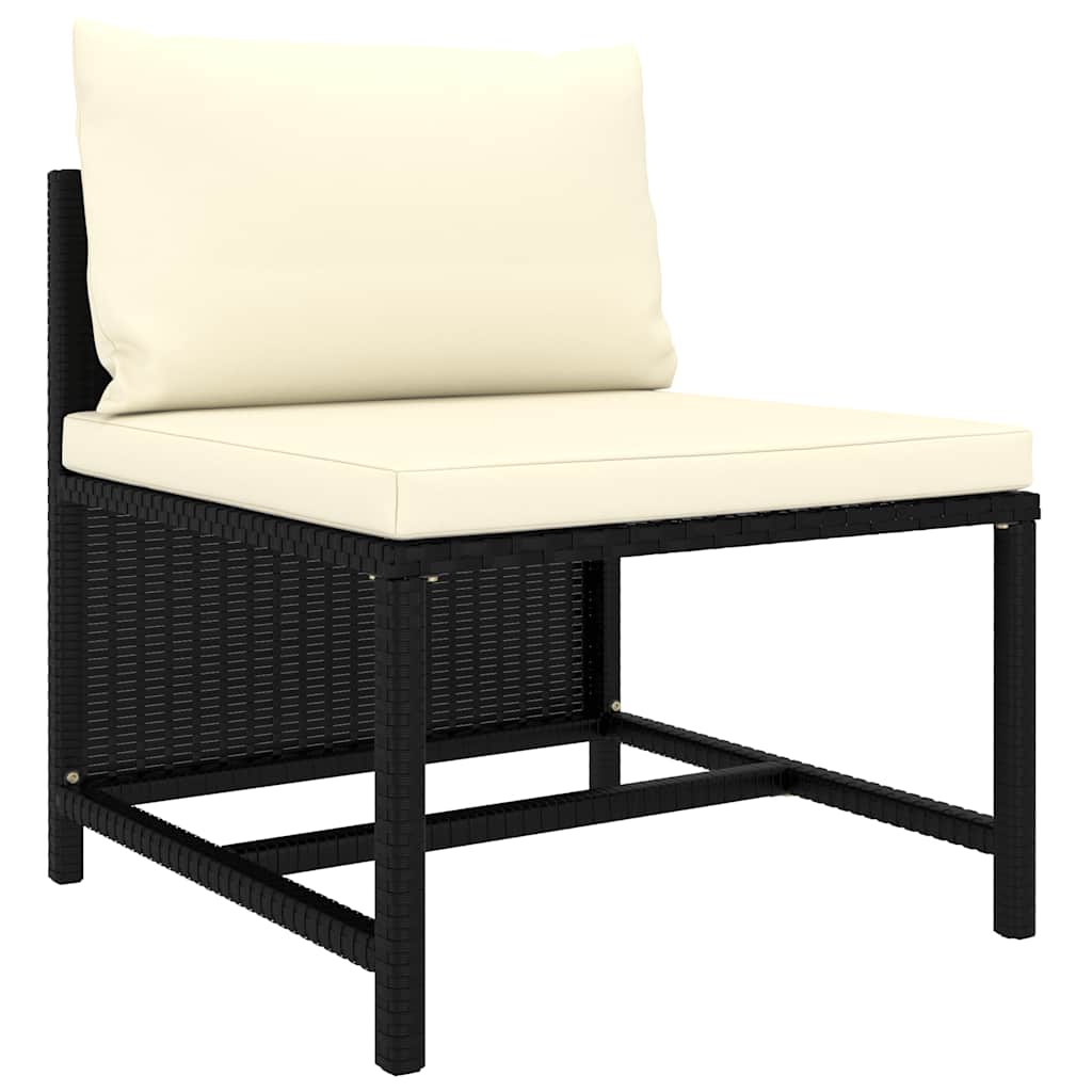 9 Pcs conjunto lounge de jardim c/ almofadões vime PE preto
