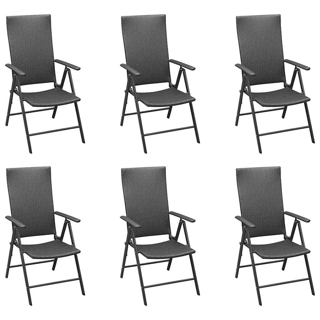 7 Pcs conjunto de jantar para jardim preto