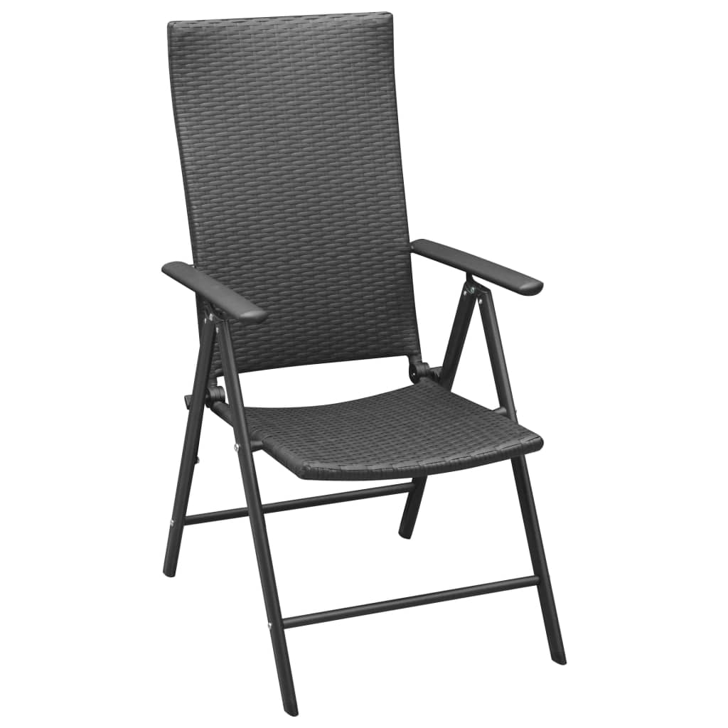 7 Pcs conjunto de jantar para jardim preto