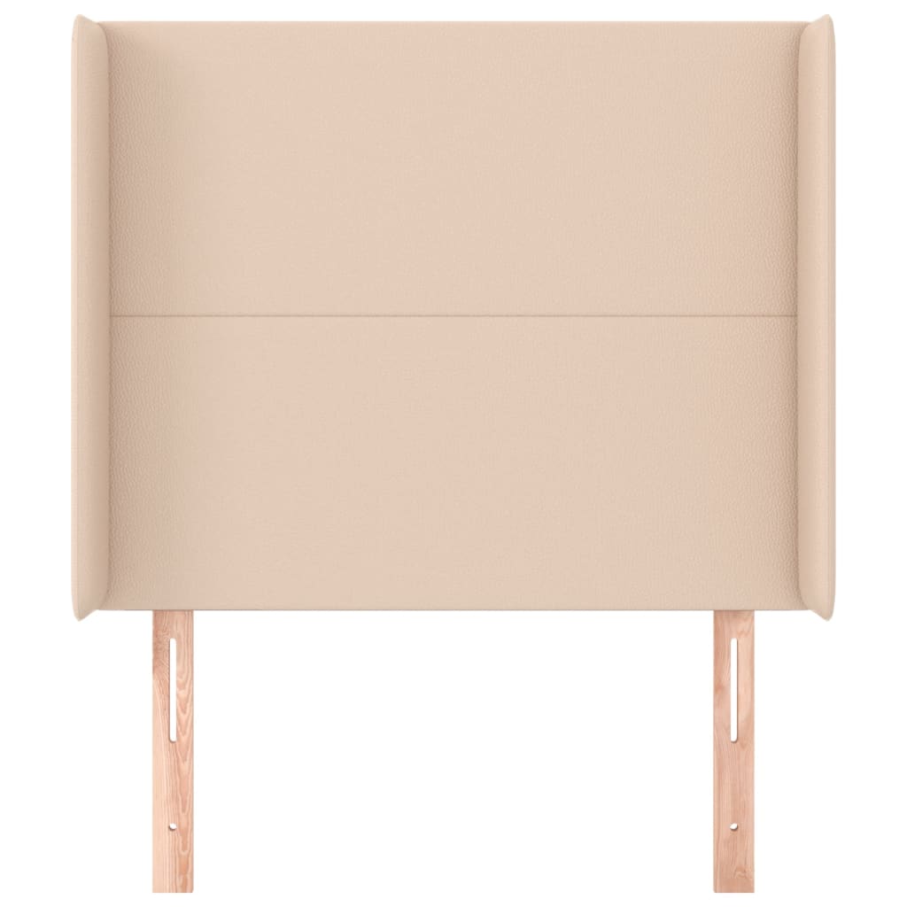 Cabeceira cama c/ abas couro artif. 103x16x118/128cm cappuccino