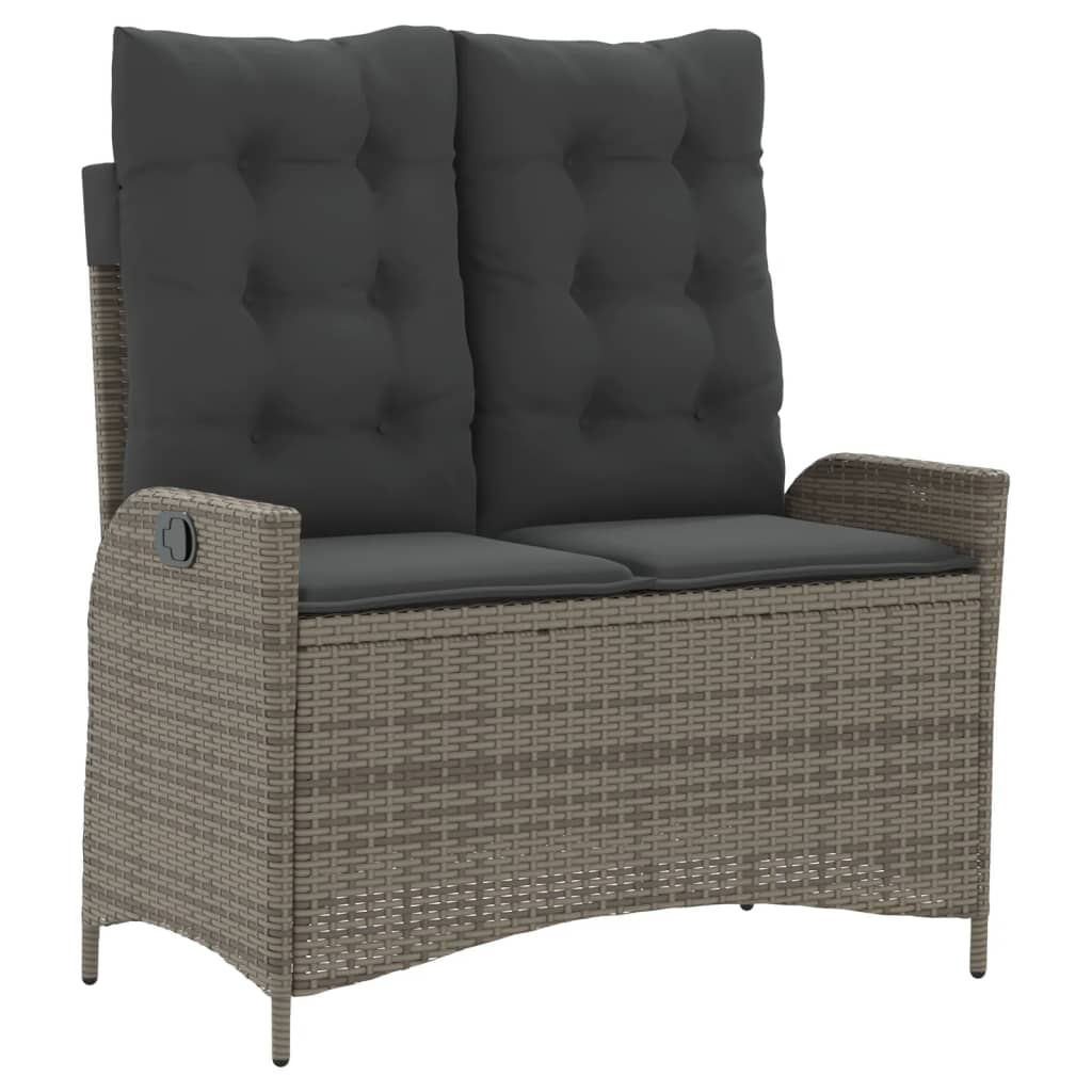 4 Pcs conjunto de jantar p/ jardim c/ almofadões vime PE cinza