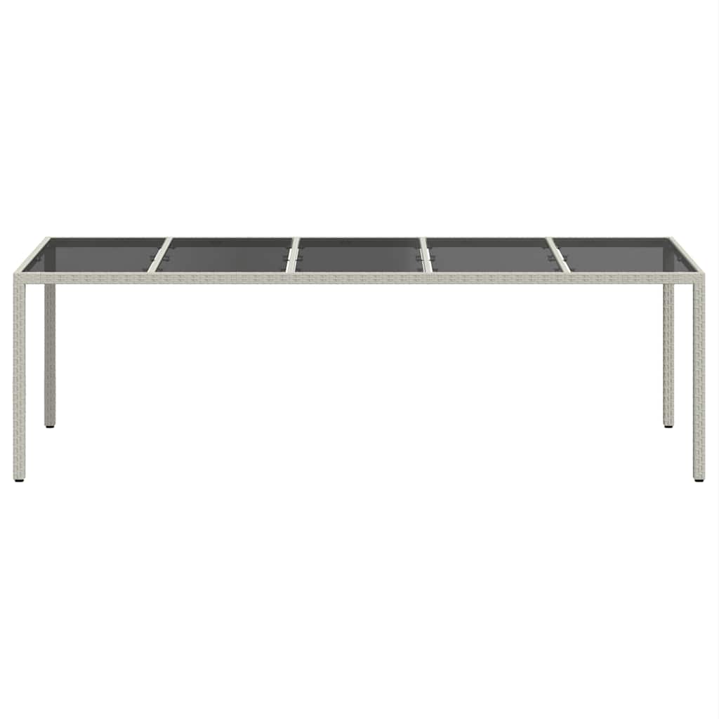 Mesa de jardim 250x100x75 cm vime PE/vidro temperado branco