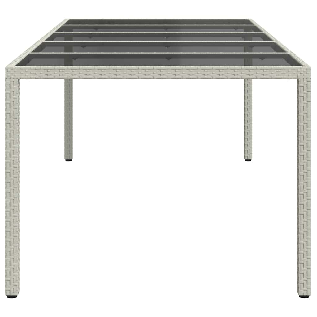 Mesa de jardim 250x100x75 cm vime PE/vidro temperado branco