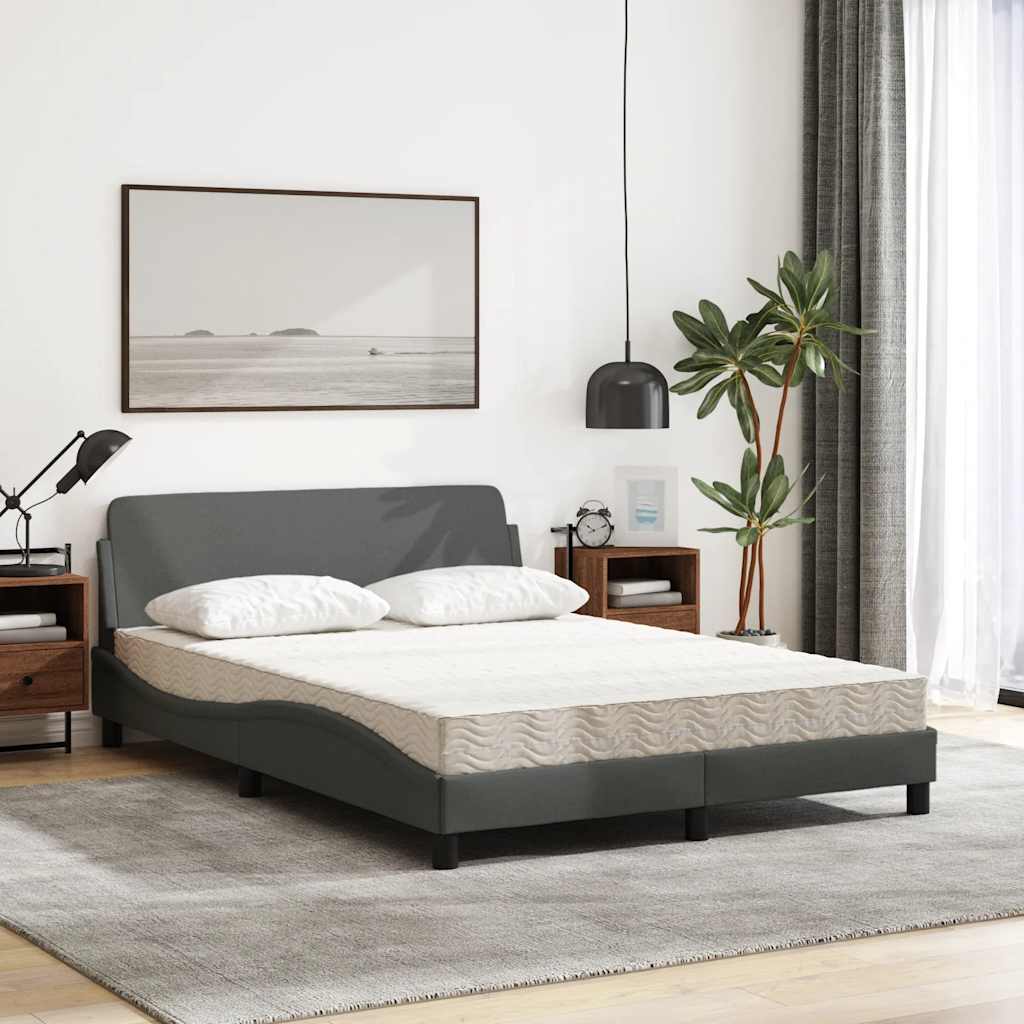 Cama com colchão dover 140x200 cm tecido cinzento-escuro
