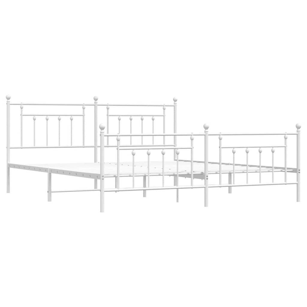 Estrutura de cama com cabeceira e pés 200x200 cm metal branco