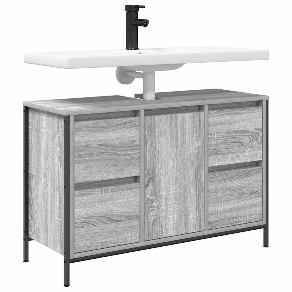 Armário para lavatório com gavetas, cinza, modelo sonoma, 90x34,5x60 cm