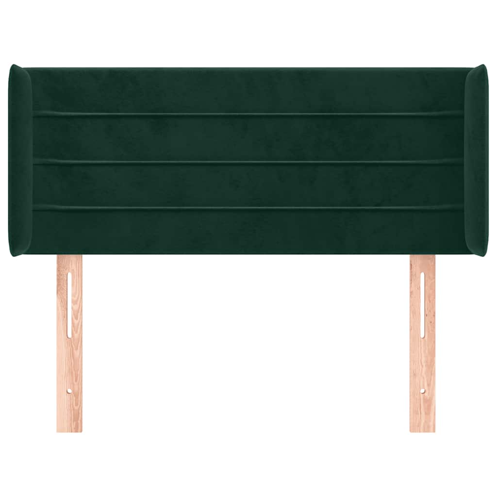 Cabeceira de cama c/ abas veludo 103x16x78/88cm verde-escuro