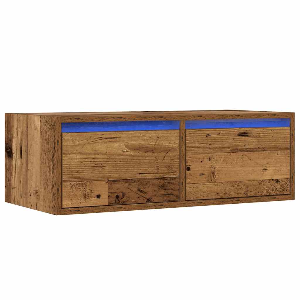 Móvel de TV com luzes LED 75x35,5x25 cm madeira velha