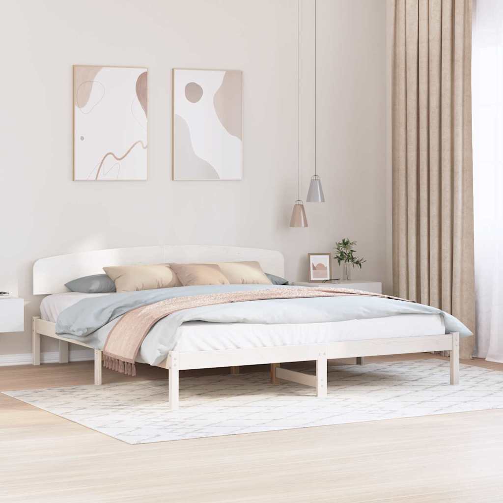 Estrutura da cama com cabeceira branco 200 x 200 cm