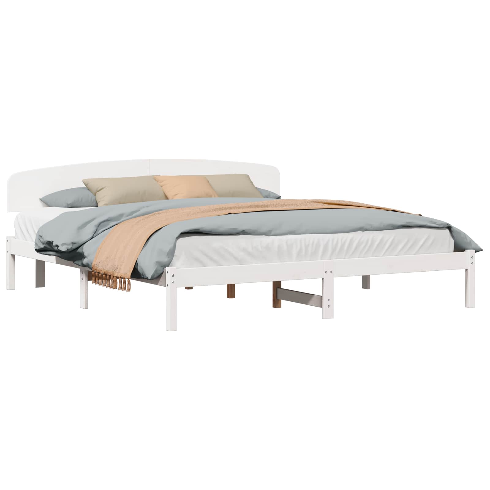 Estrutura da cama com cabeceira branco 200 x 200 cm