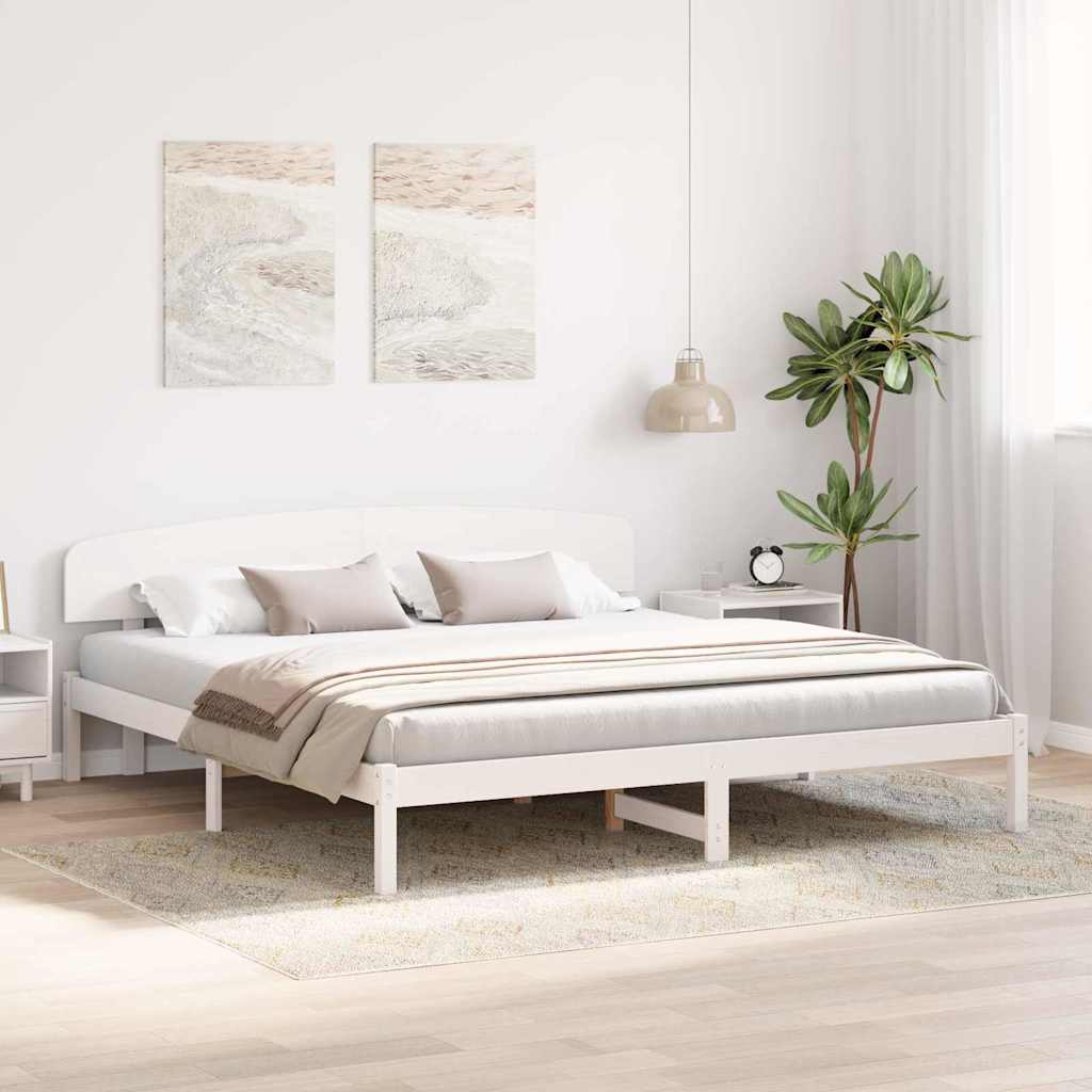 Estrutura da cama com cabeceira branco 200 x 200 cm