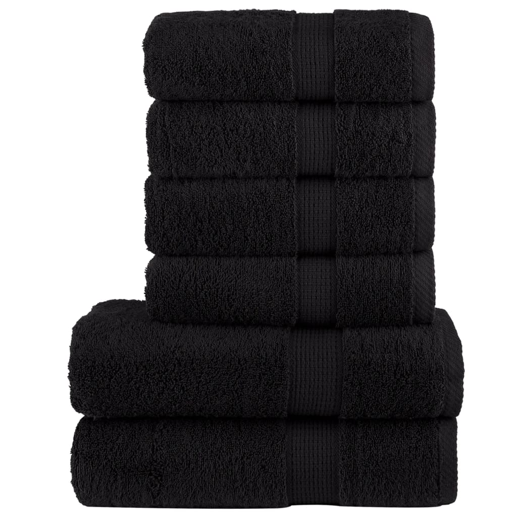 6Pcs conjunto toalhas banho premium solund 600 gsm preto