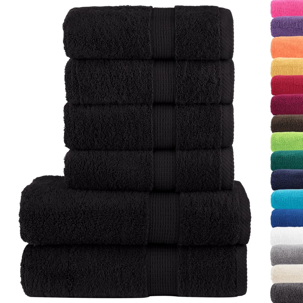 6Pcs conjunto toalhas banho premium solund 600 gsm preto