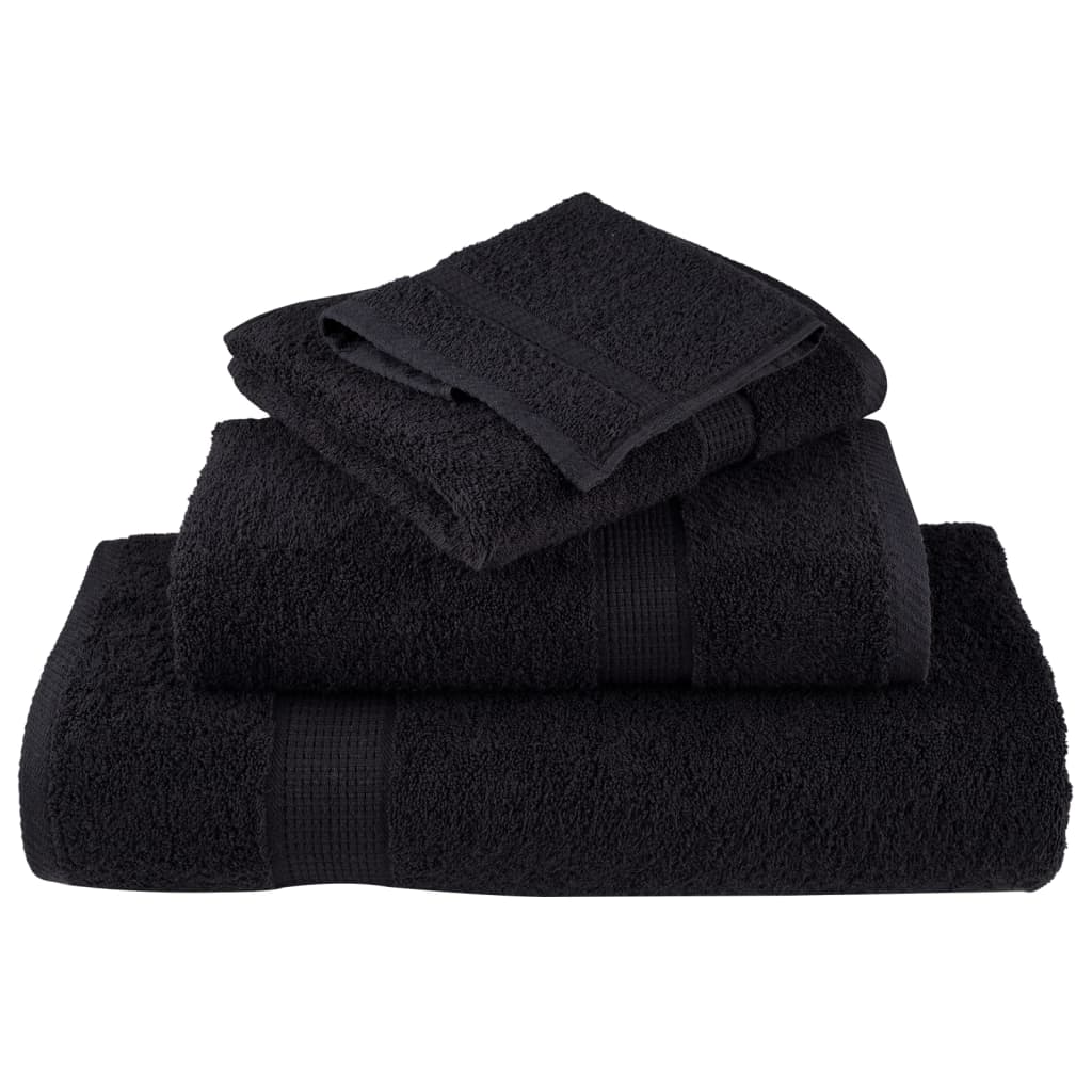 6Pcs conjunto toalhas banho premium solund 600 gsm preto