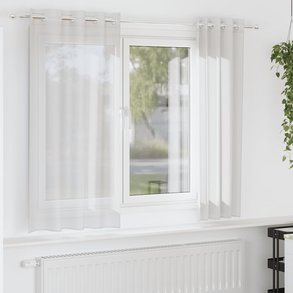 Cortinas de voile com ilhós 2 pcs branco