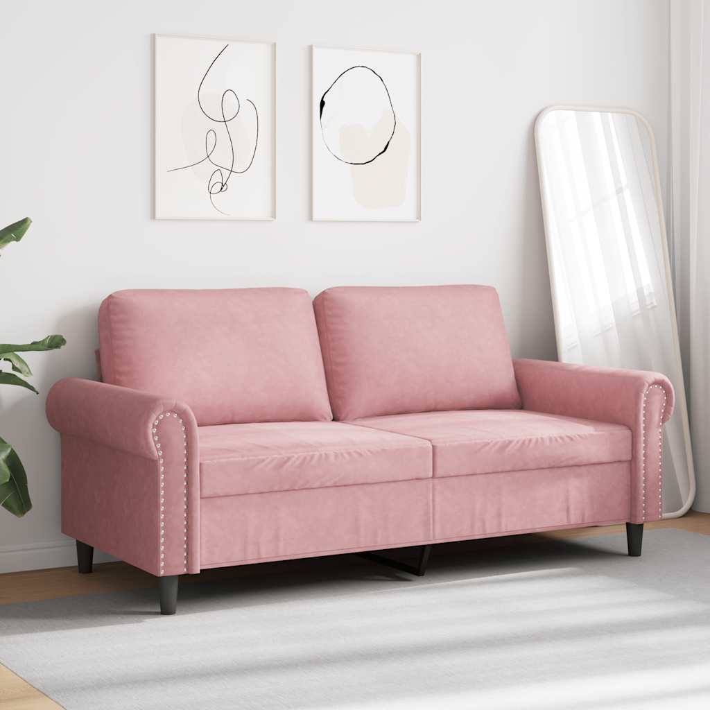 Sofá de 2 lugares veludo 140 cm rosa
