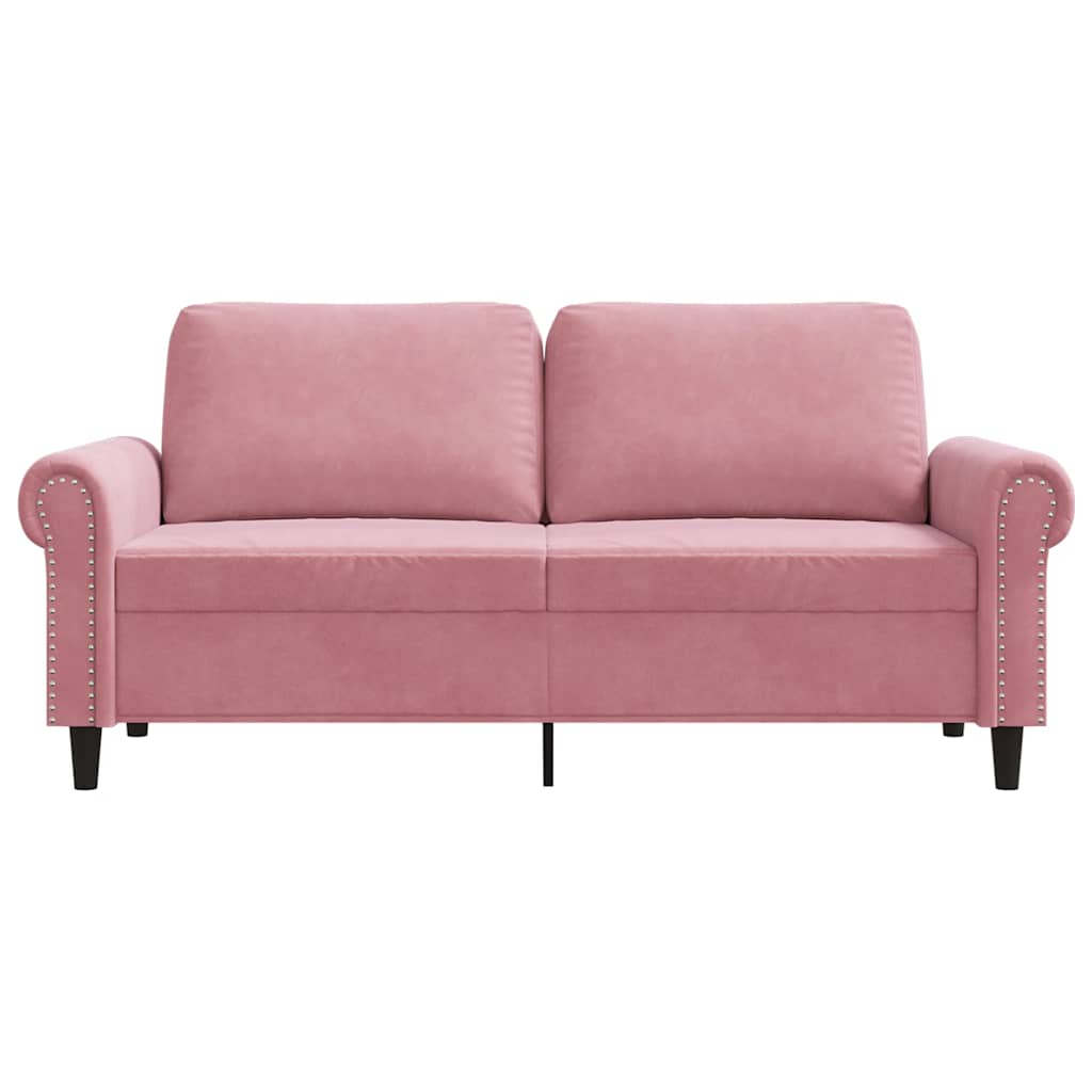Sofá de 2 lugares veludo 140 cm rosa