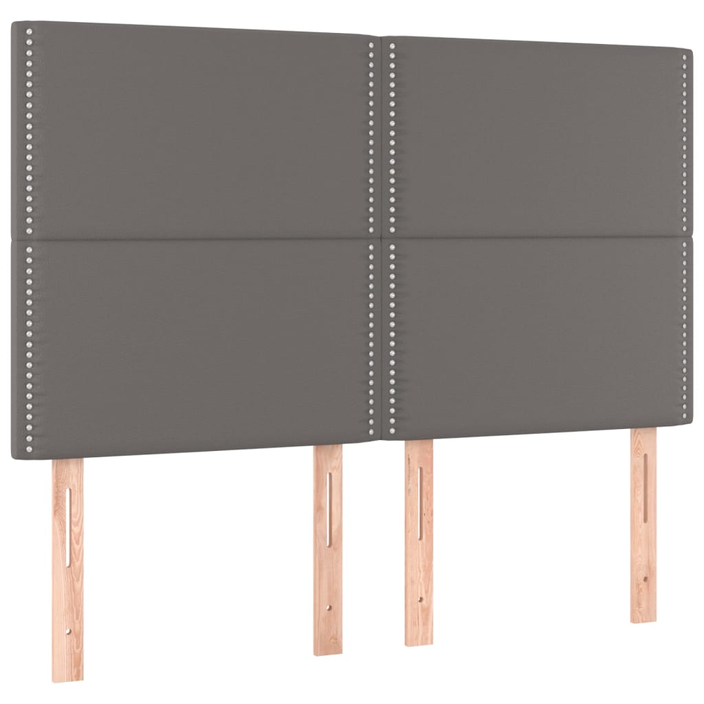 Cabeceira cama c/ LED couro artif. 144x5x118/128 cm cinzento