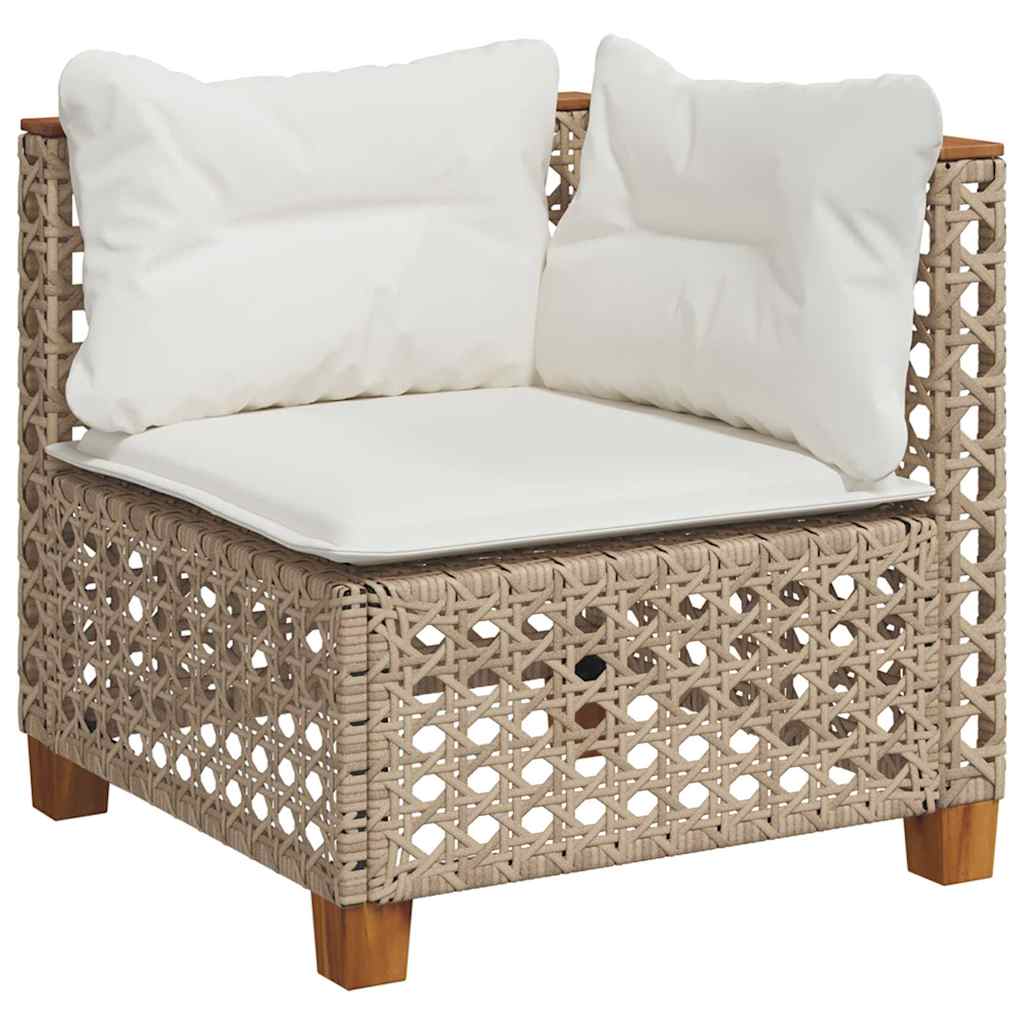 9 Pcs conjunto de sofás p/ jardim com almofadões vime PE bege
